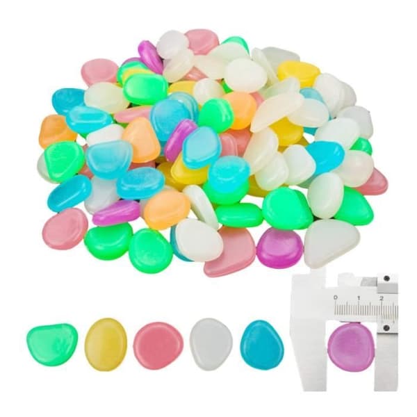 Färgglad självlysande sten 100 st Pebbles Akvariumdekoration Fluorescerande akvarium Pebble Troligen 1,8 till 3 cm Dekorativa Pebbles