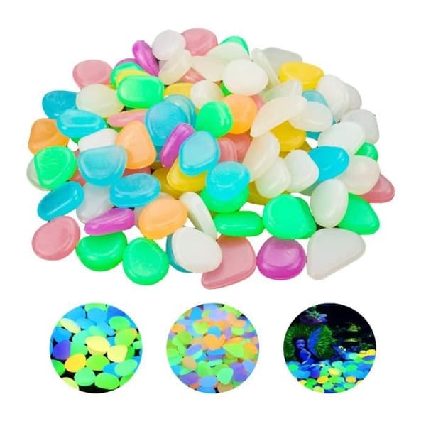 Färgglad självlysande sten 100 st Pebbles Akvariumdekoration Fluorescerande akvarium Pebble Troligen 1,8 till 3 cm Dekorativa Pebbles