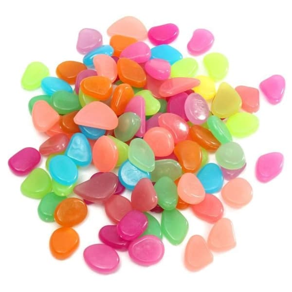 100 st Pebble Stone Pebbles Lysande Fluorescerande Färgglad Akvarium Dekoration