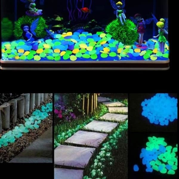 200 stycken självlysande sten Flerfärgad självlysande sten småsten Trädgård dekorativa självlysande stenar Fluorescerande dekor för gångväg
