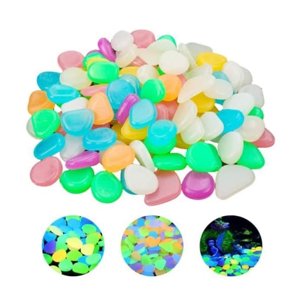 Färgglad självlysande sten 100 st Pebbles Akvariumdekoration Fluorescerande akvarium Pebble Troligen 1,8 till 3 cm Dekorativa Pebbles