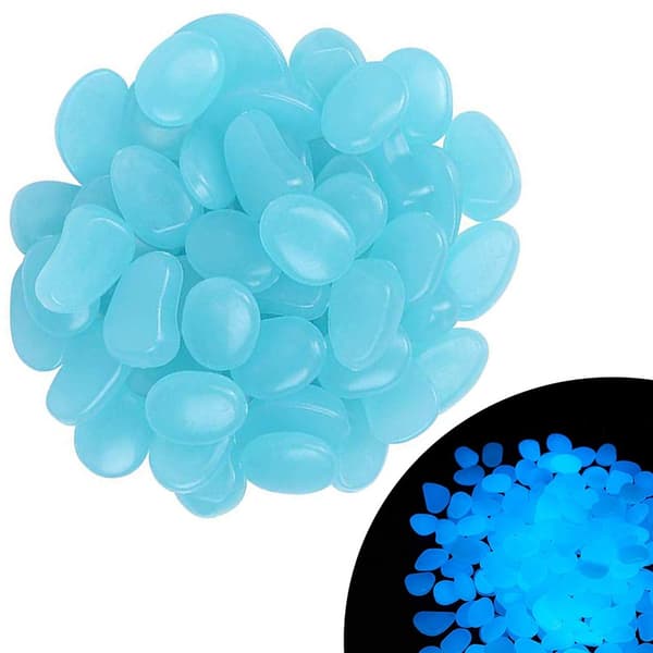 100 Pak Selvlysende Steiner - Glow in the Dark Dekorasjon Blå