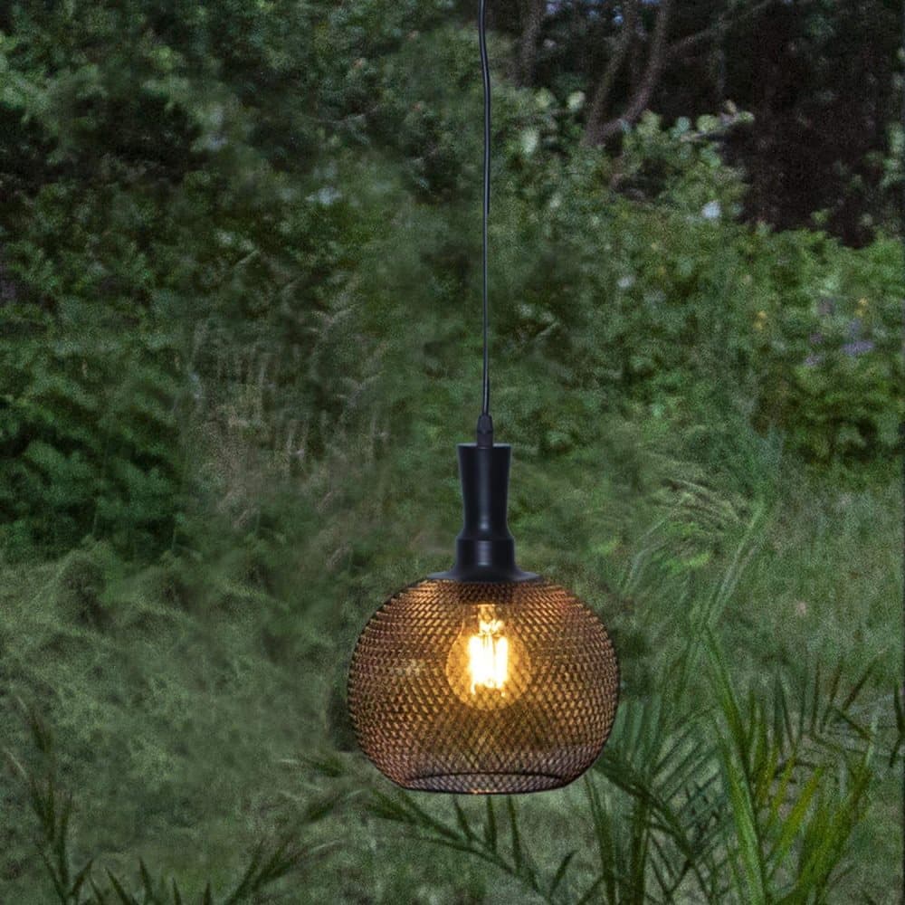 Solcellsdriven lampa i svart metall 24cm