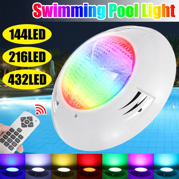 144/216/432LED undervands swimmingpool lys Flere farver springvand Lampe med fjernbetjening Vandtæt IP68