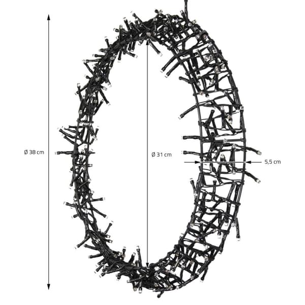 Ljuskrans 300 lysdioder varm vit Ø 38cm IP44