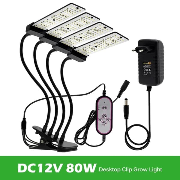 LED-kasvivalo, täyden spektrin, himmennettävä ajoitus, 12V sovitin 60W