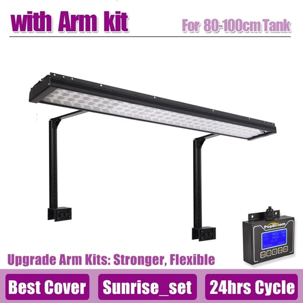 Fullspektrum Akvarium LED-lampa, 90W effekt, 4 kanaler programmerbara,med armkit