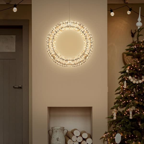 Julelyskrans 38 cm varm hvid 480 LED'er IP44 indendørs/udendørs