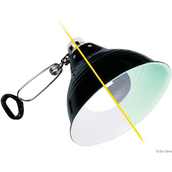 Terrariumbelysningslampa - EXO TERRA - Glow Light S - Klämma med porslinssockel - Ljusreflektor - Dag/Natt - 14cm