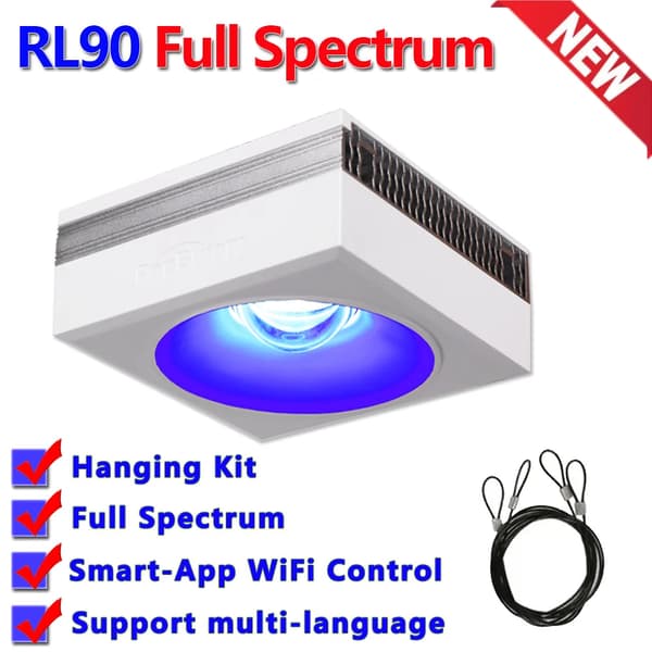 Marin LED Akvariebelysning, 90W Effekt, 4 Kanals WiFi Kontroll,1 Lampa med upphängningskit, Eu plugg