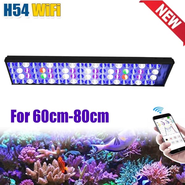 Marine LED Akvarielampe, Fuldspektrum, WiFi App Kontrol,Til 60-80 cm, EU stik
