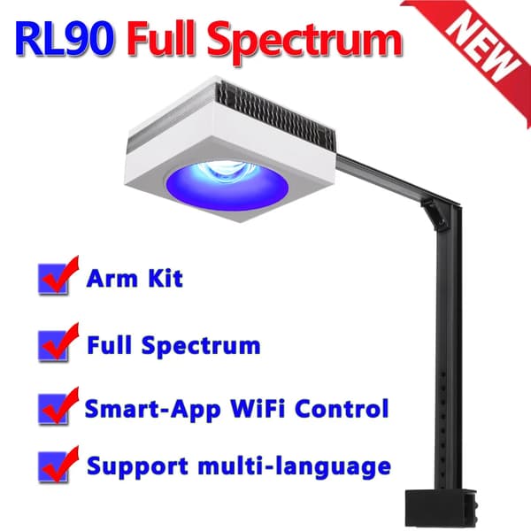 Fuldspektret Marine LED Akvarielampe, WiFi Kontrol, Naturlige Simuleringsfunktioner,1 lampe med armsæt, EU stik