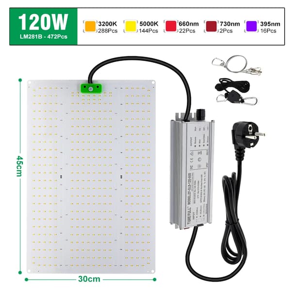 Täysivalo LED-kasvovalo, 120W/240W Teho, IP65-luokitus,120W