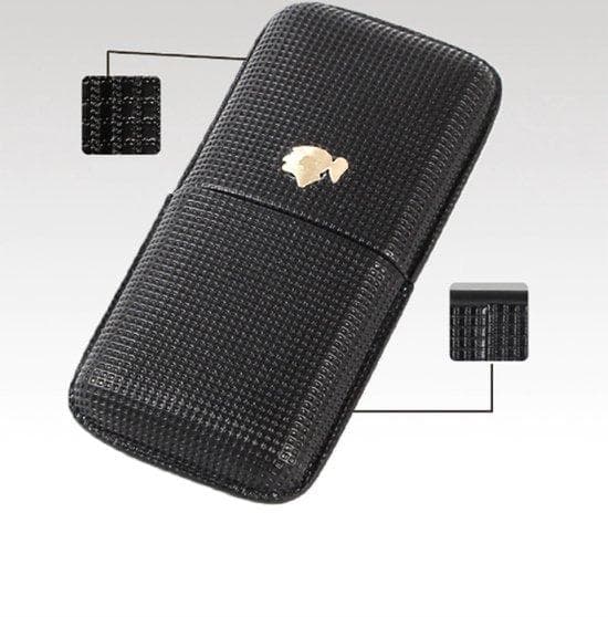 Cigarhållare läder - 3 cigarrer - Cigargadget - Cigars Accessories - Cigar Holder - Presentlåda - Professional Set - Cigar Huls Black