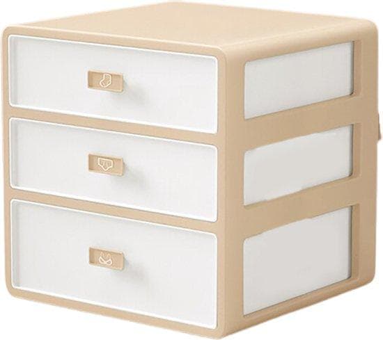 Lagringslåda med 3 lådor - förvaringslåda - Mini Capboard - Garderob Organizer - För strumpor och underkläder - Lagringslådor - Beige