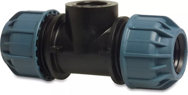 T-stykke 90-overgang PP 32mmx1inchx32 mm klemme x GW x klemme