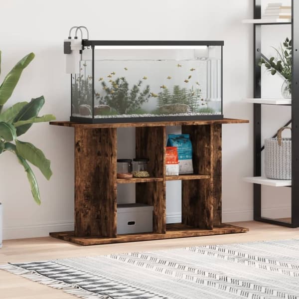 vidaXL Akvariebänk rökfärgad ek 100x40x60 cm konstruerat trä