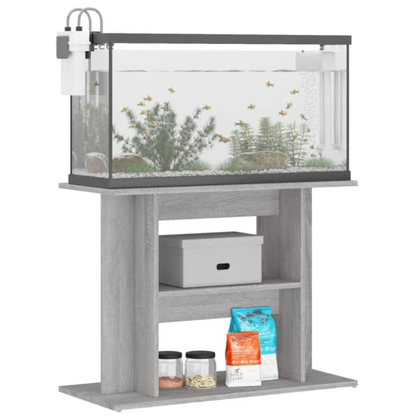 vidaXL akvariebord 80x35x60 cm konstrueret træ grå sonoma-eg
