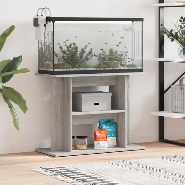 vidaXL akvariebord 80x35x60 cm konstrueret træ grå sonoma-eg