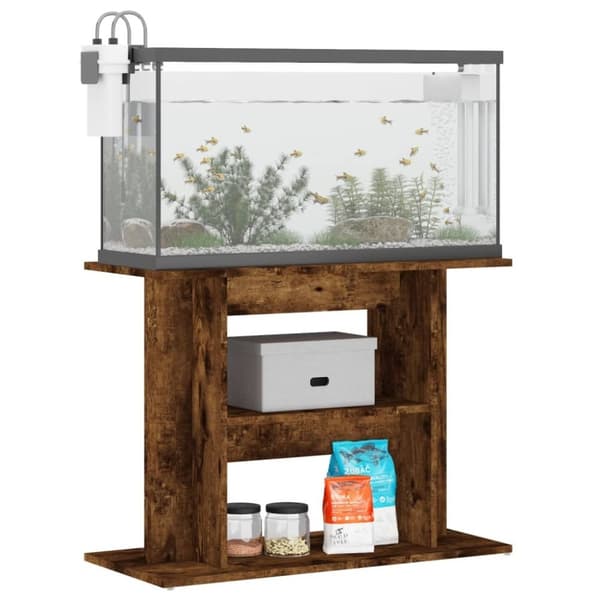 vidaXL Akvariumstativ røkt eik 80x35x60 cm konstruert tre