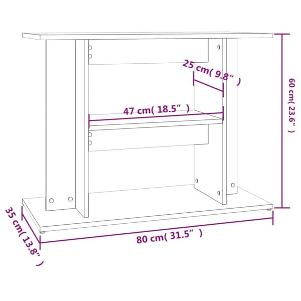 vidaXL Akvariumstativ røkt eik 80x35x60 cm konstruert tre