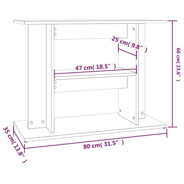 vidaXL Akvaarioteline Sonoma-tammi 80x35x60 cm tekninen puu