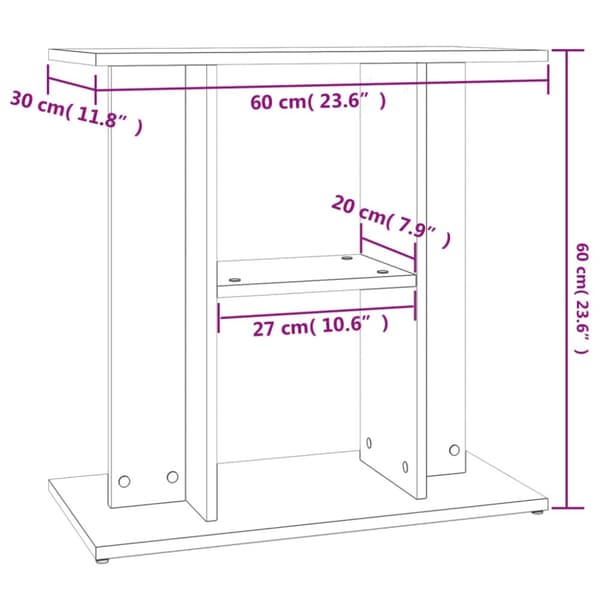 vidaXL Akvariebänk betonggrå 60x30x60 cm konstruerat trä