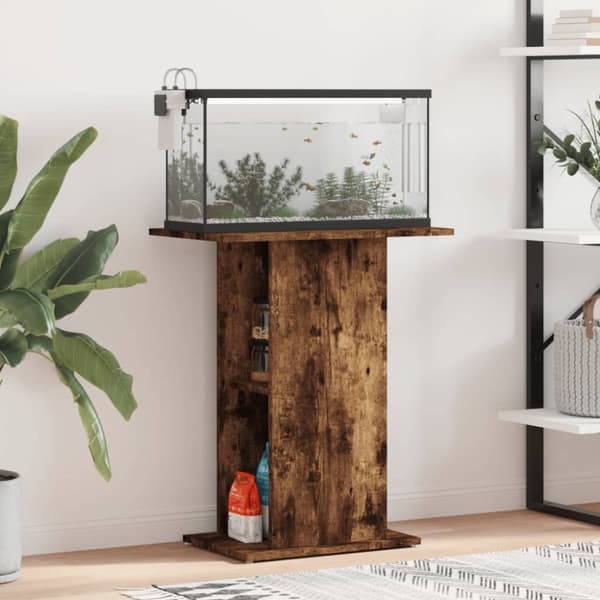 vidaXL Akvariebänk rökfärgad ek 60,5x36x72,5 cm konstruerat trä