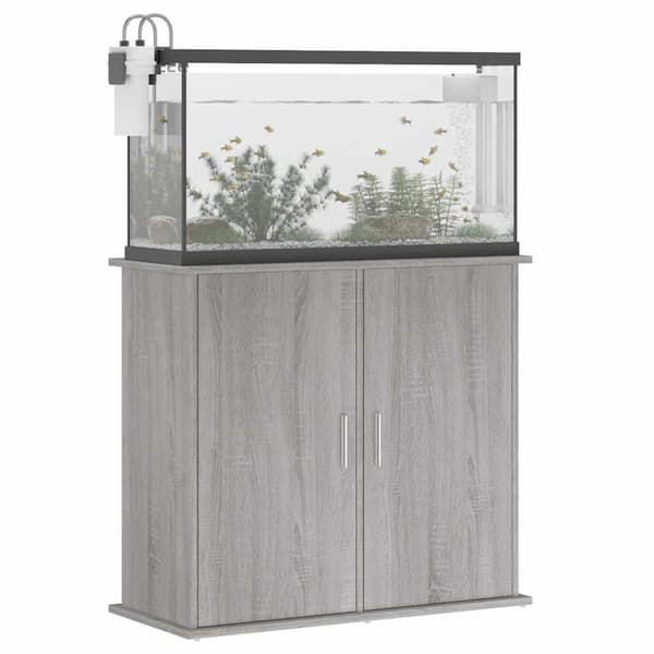 vidaXL Akvariebänk grå sonoma 81x36x73 cm konstruerat trä