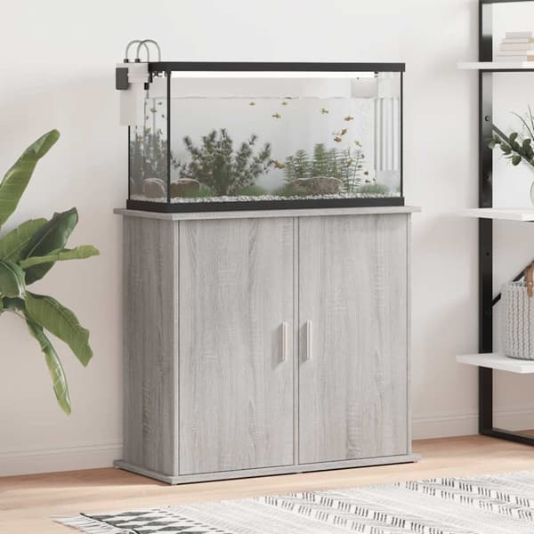 vidaXL Akvariebänk grå sonoma 81x36x73 cm konstruerat trä