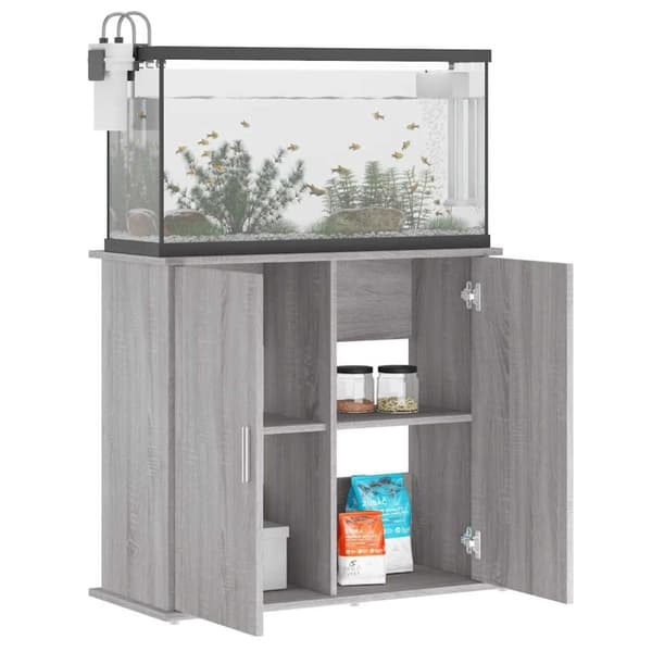 vidaXL Akvaarioteline harmaa Sonoma 81x36x73 cm tekninen puu