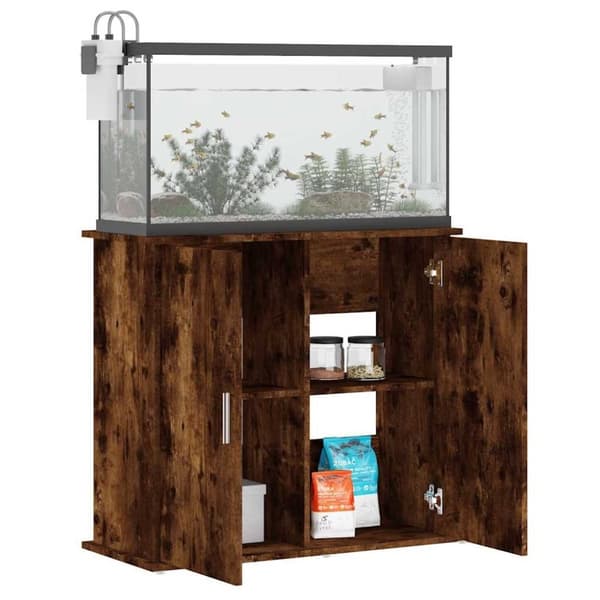 vidaXL akvariebord 81x36x73 cm konstrueret træ røget egetræsfarve