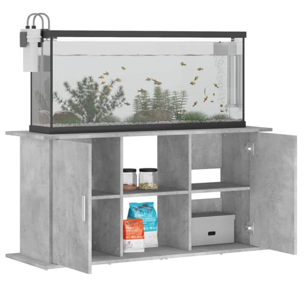 vidaXL Akvaarioteline betoninharmaa 121x41x58 cm tekninen puu
