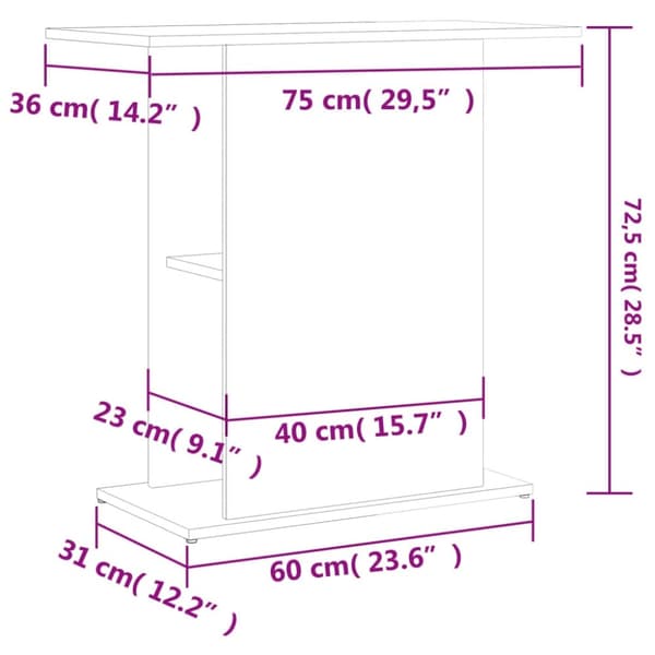 vidaXL Akvaarioteline musta 75x36x72,5 cm tekninen puu