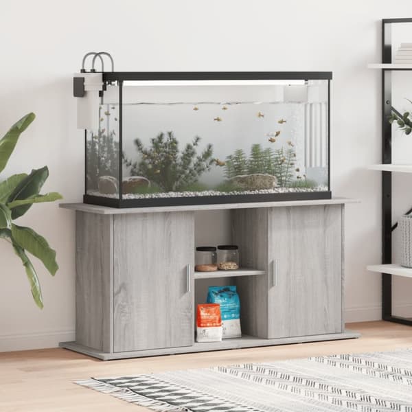vidaXL Akvariebänk grå sonoma 121x41x58 cm konstruerat trä