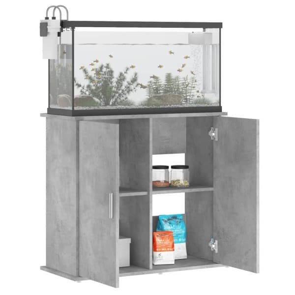vidaXL Akvariebänk betonggrå 81x36x73 cm konstruerat trä