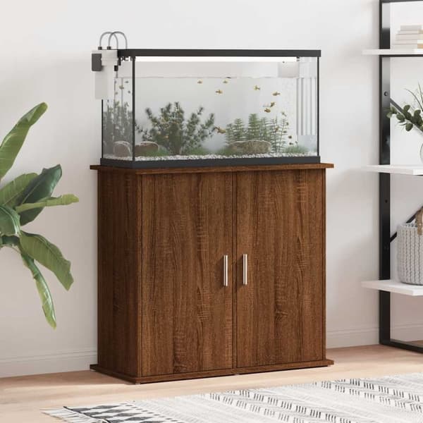 vidaXL Akvariumstativ brun eik 81x36x73 cm konstruert tre