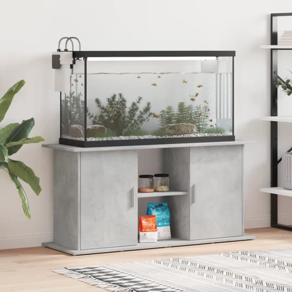 akvariebord 121x41x58 cm konstrueret træ betongrå