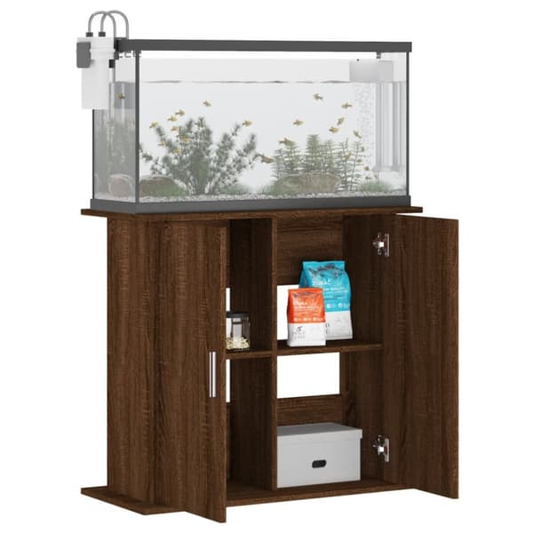 akvariebord 81x36x73 cm konstrueret træ brun egetræsfarve