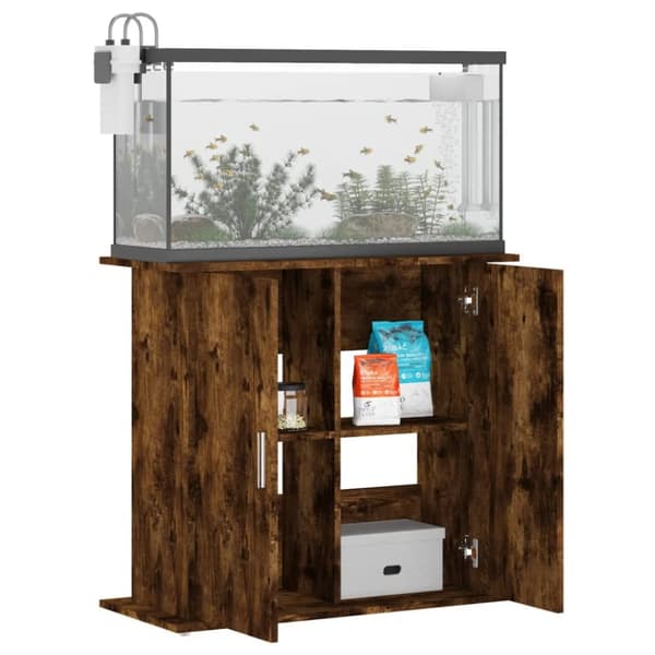 Akvariebänk rökfärgad ek 81x36x73 cm konstruerat trä