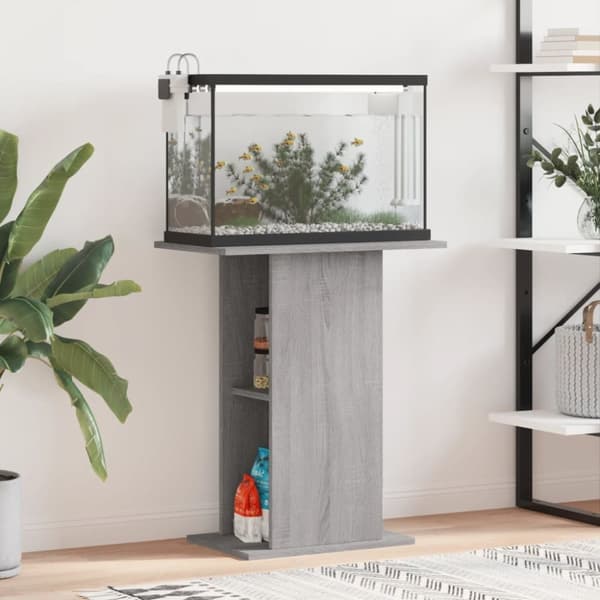 akvariebord 60,5x36x72,5 cm konstrueret træ grå sonoma-eg