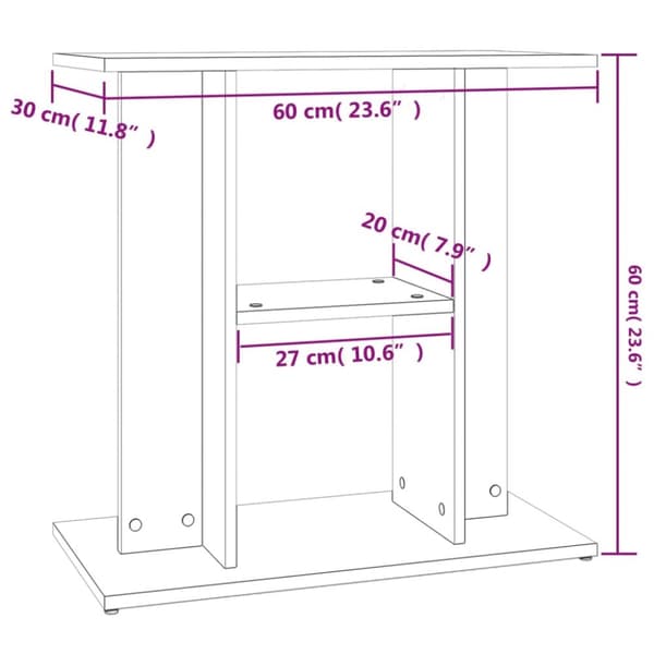 akvariebord 60x30x60 cm konstrueret træ hvid
