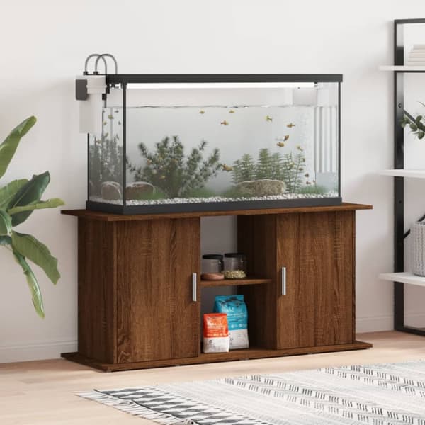 akvariebord 121x41x58 cm konstrueret træ brun egetræsfarve