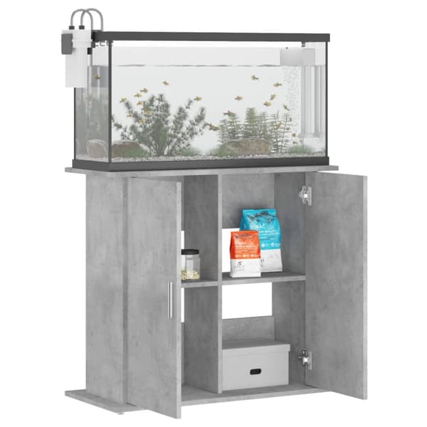Akvaarioteline betoninharmaa 81x36x73 cm tekninen puu
