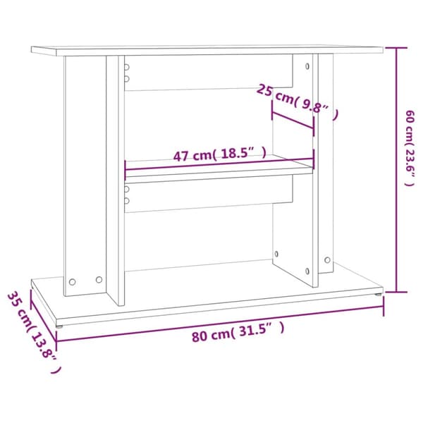 Akvaarioteline betoninharmaa 80x35x60 cm tekninen puu