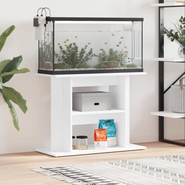 vidaXL akvariebord 80x35x60 cm konstrueret træ hvid -  Standere til akvarium