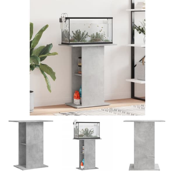The Living Store akvariebord 60,5x36x72,5 cm konstrueret træ betongrå -  Standere til akvarium