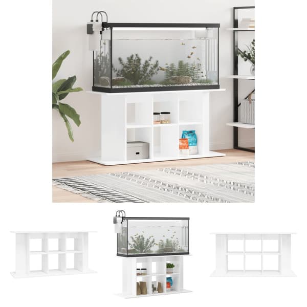 The Living Store akvariebord 120x40x60 cm konstrueret træ hvid højglans -  Standere til akvarium