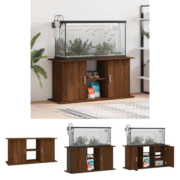 The Living Store Akvariebänk brun ek 121x41x58 cm konstruerat trä -  Akvarieställ