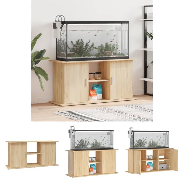 The Living Store akvariebord 121x41x58 cm konstrueret træ sonoma-eg -  Standere til akvarium